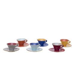 Mediterraneo Novelty Home taza de café y platillo de cerámica de colores