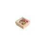 Caja de cartón marrón desechable para alimentos con tapa con ventana 11,5x11,5x4,5 cm