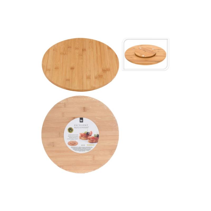 Bandeja redonda giratoria de bambú 35 cm