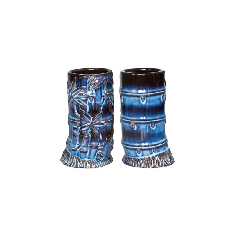 Taza Tiki Cerámica de bambú 400ml azul claro/negro