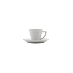 Taza de café Porto con plato de porcelana blanca cl 6.8