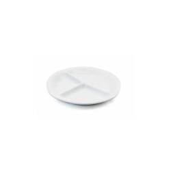 Assiette ronde en porcelaine blanche 3 compartiments cm 26