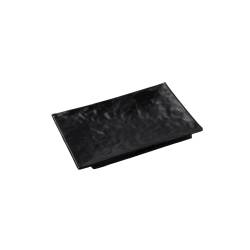 Plateau rectangulaire ondulé en mélamine noire 20x14 cm