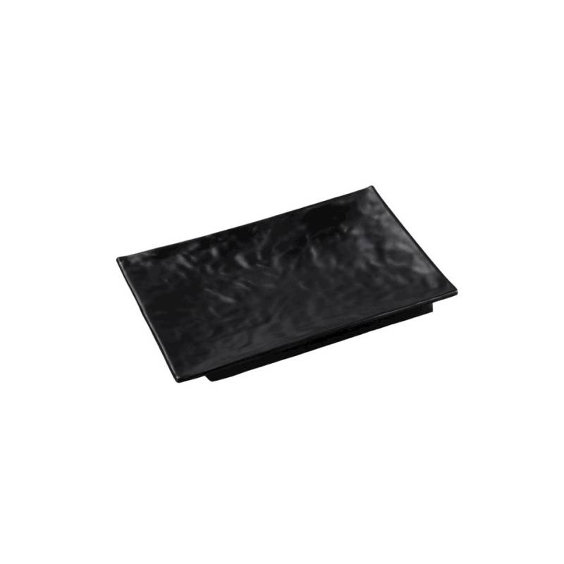 Plateau rectangulaire ondulé en mélamine noire 20x14 cm