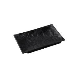 Bandeja rectangular ondulada de melamina negra 25x17 cm
