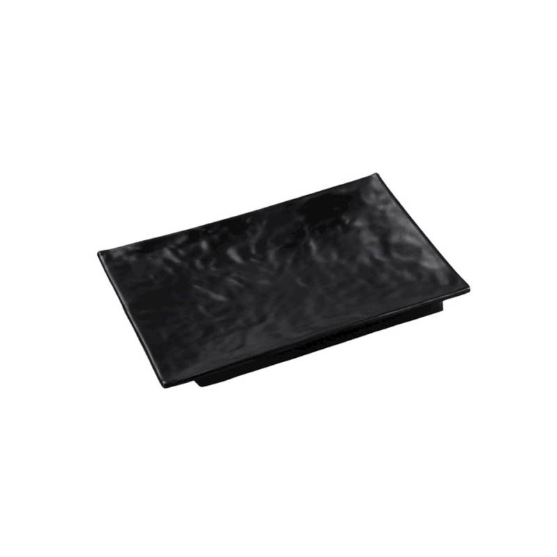 Bandeja rectangular ondulada de melamina negra 25x17 cm