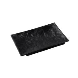 Plateau rectangulaire ondulé en mélamine noire 30x21 cm