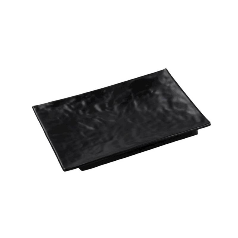 Bandeja rectangular ondulada de melamina negra 30x21 cm