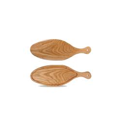 Tabla de cortar de madera de servicio ovalada Churchill de roble rústico cm 53x18,5