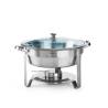 Chafing dish rond en acier avec couvercle en verre