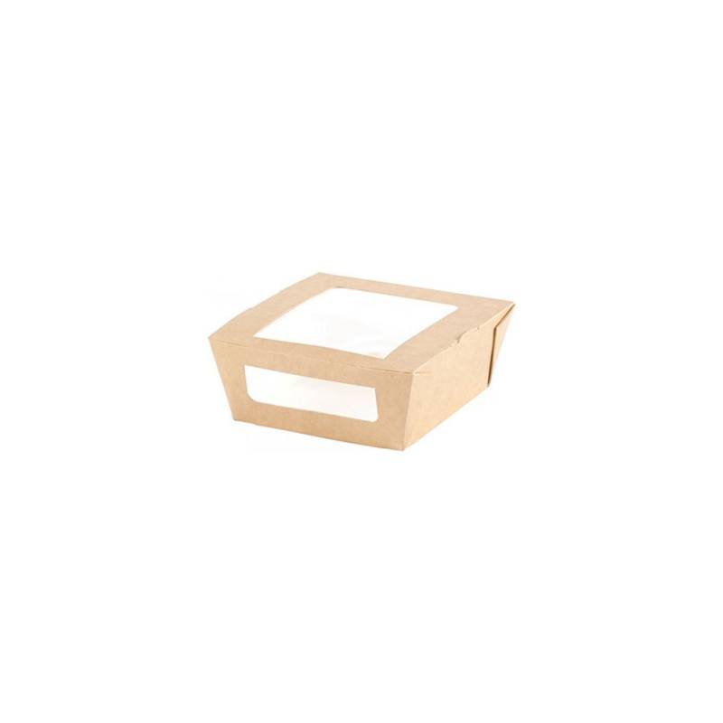 Boîte en papier brun avec couvercle à fenêtre cm 12x11x4,5