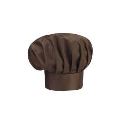 Gorro de cocinero marrón de poliéster y algodón