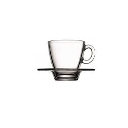 Taza de capuchino Aqua con plato de cristal transparente cl 24