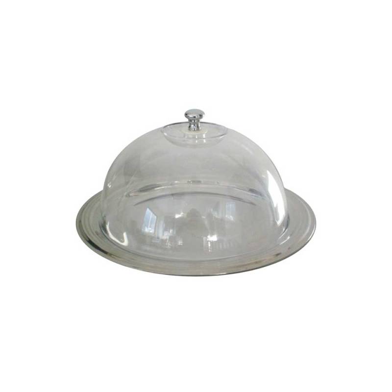 Plato de tarta de acero inoxidable con cúpula de pvc 25 cm