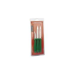 Set de 3 couteaux d'office Genoa Arcos en acier inoxydable avec manche vert