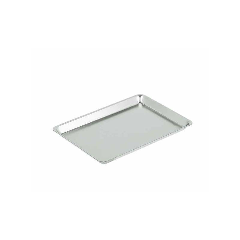 Bandeja rectangular clásica de acero inoxidable pulido 31x22 cm