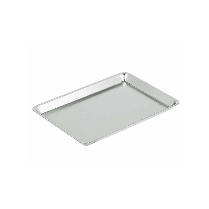 Plateau rectangulaire classique en acier inoxydable poli 41x28 cm