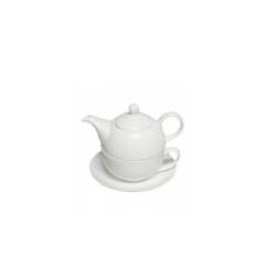 Théière Tea for One avec tasse et assiette en porcelaine blanche cl 45