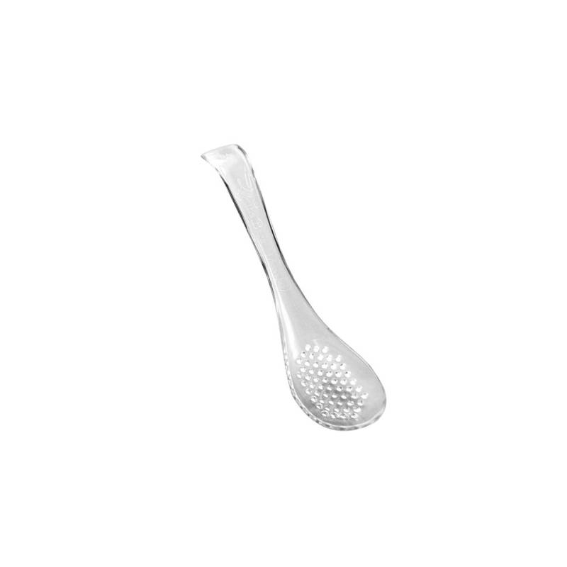 Cuillère moléculaire transparente en polycarbonate perforé 17 cm