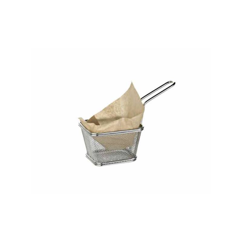 Mini cesta de acero inoxidable para freír 10,5x8,5x6,5 cm