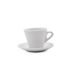 Taza y plato de porcelana blanca Lisboa cl 21,6