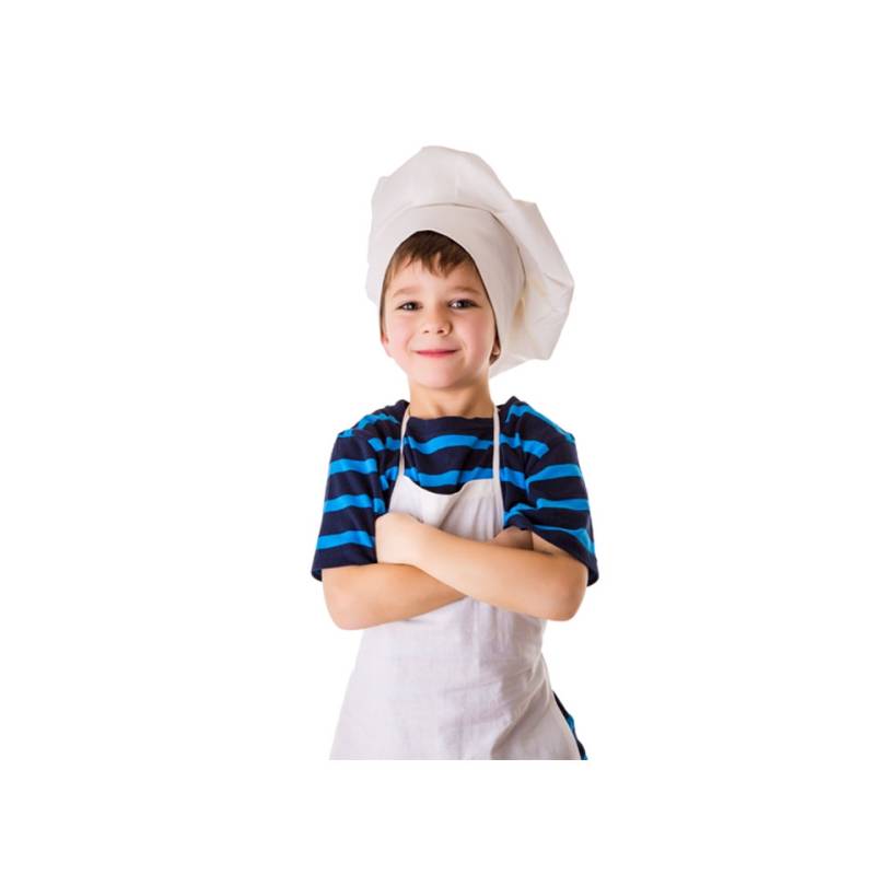 Delantal blanco de espiga para niño 100% algodón 60x75 cm
