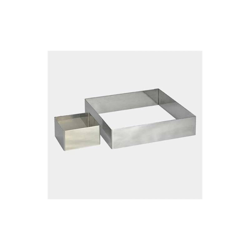 Molde cuadrado de acero inoxidable De Buyer 16x16x4,5 cm