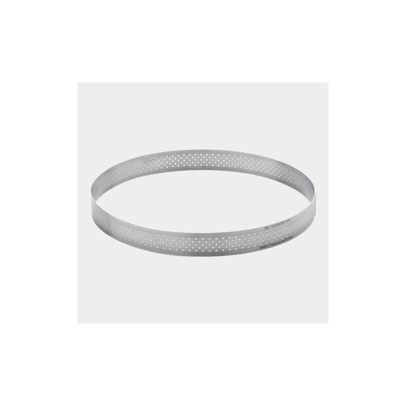 De Buyer moule rond perforé en acier inoxydable 28,5x2 cm