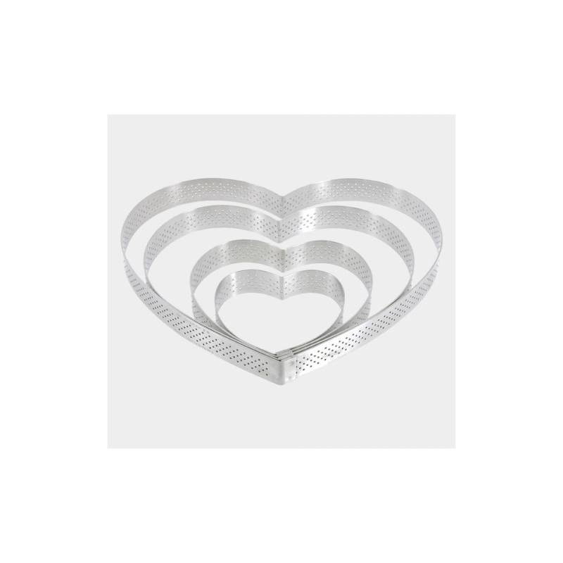De Buyer moule à coeur perforé en acier inoxydable 8x2 cm