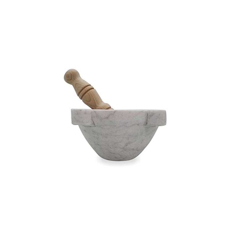 Mortero de mármol con pilón de madera cm 16