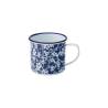 Mug bleu émaillé à décor floral cl 38