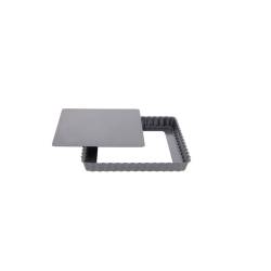 De Buyer moule à gâteau carré festonné avec fond mobile antiadhésif en acier inoxydable cm 18