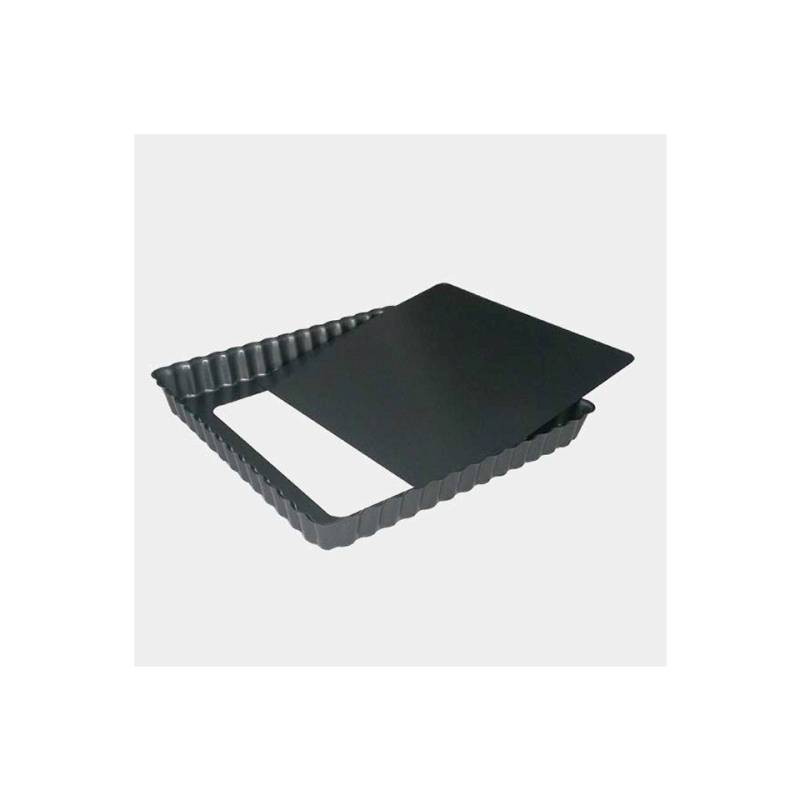 De Buyer moule à gâteau carré festonné avec fond mobile antiadhésif en acier inoxydable cm 23