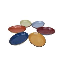 Bandeja ovalada mediterránea Novità Home de cerámica coloreada 32x22,5 cm