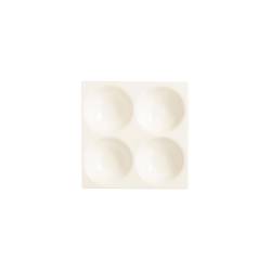 Plato de aperitivo de porcelana blanca de 4 compartimentos 14x14 cm