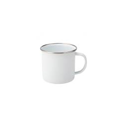 Taza esmaltada blanca con borde plateado cl 38