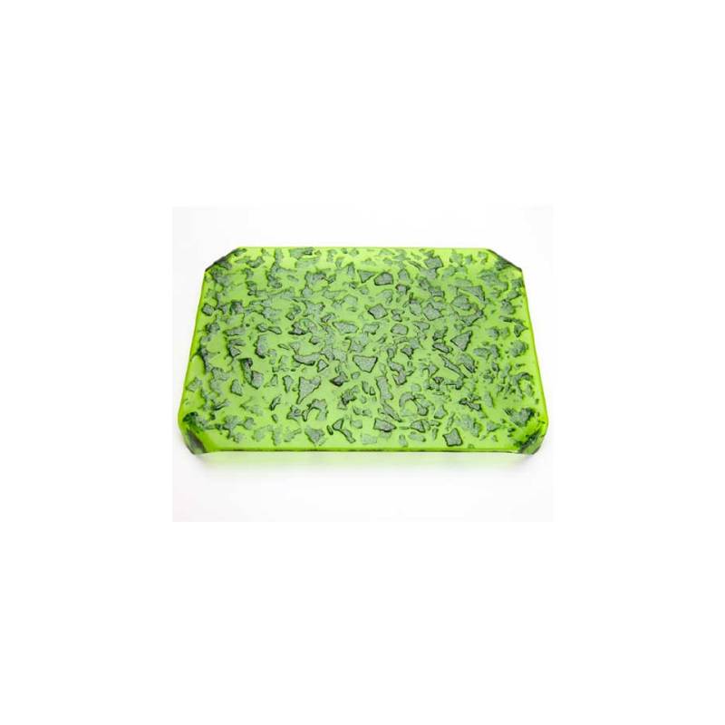 Assiette Nori 100% Chef en verre pailleté vert cm 22x16