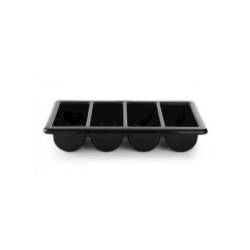 Cubertero 4 compartimentos en polipropileno negro cm 53X32,5X10