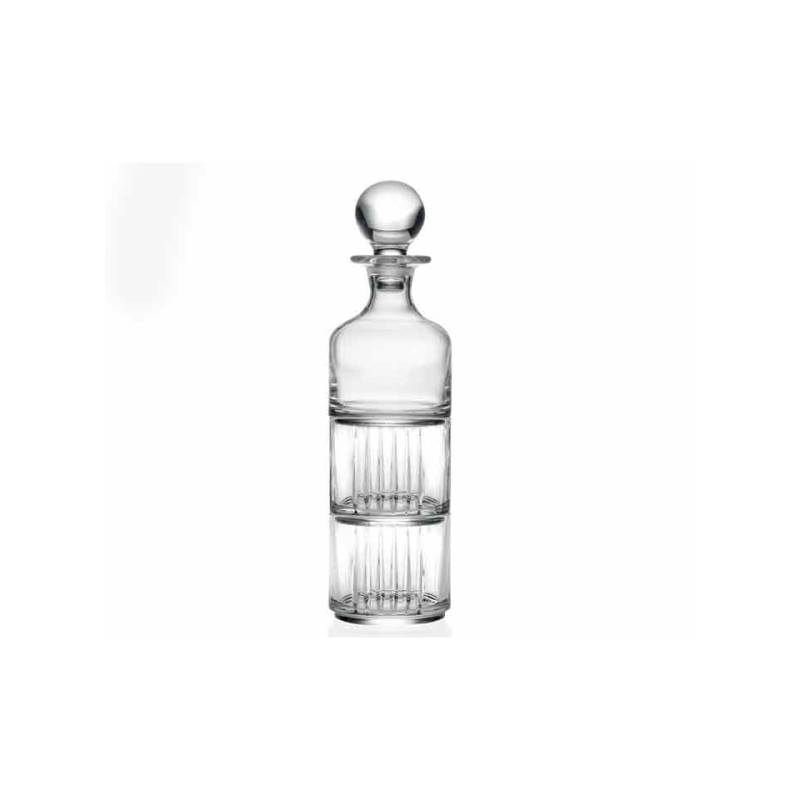 Juego combinado de botella RCR con dos vasos de cristal