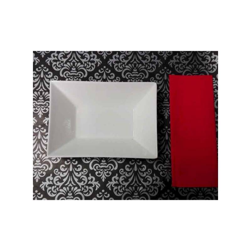 Set de table en papier damassé noir et argent Cm 30×40
