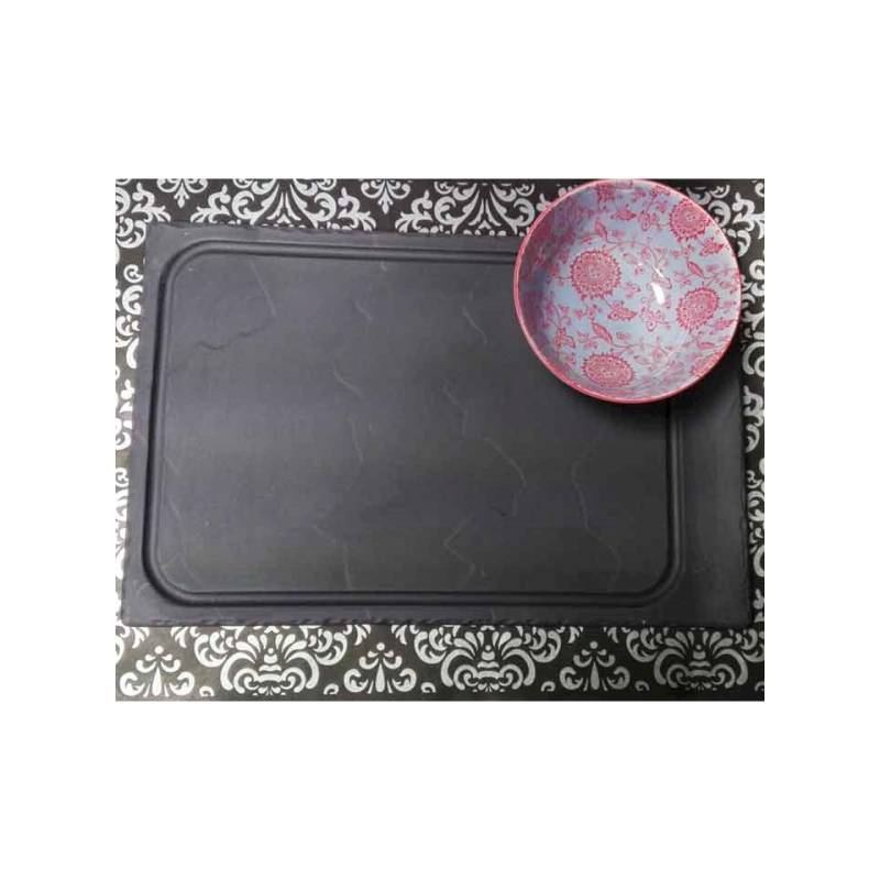 Mantel Individual Damasco Negro Y Plata Cm 30×40