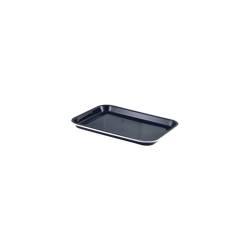 Plateau rectangulaire émaillé noir avec ligne blanche