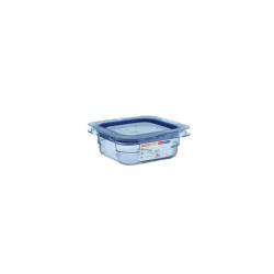 Contenedor 1/6 de plástico azul claro con tapa altura 6,5 cm