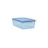 Récipient 1/2 en plastique bleu clair avec couvercle hauteur 10 cm