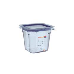 Contenedor 1/6 de plástico azul claro con tapa altura 10 cm