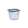 Récipient 1/6 en plastique bleu clair avec couvercle hauteur 10 cm