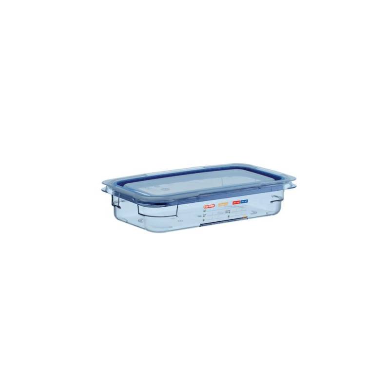Contenitore 1/3 in plastica azzurra con coperchio altezza cm 6,5