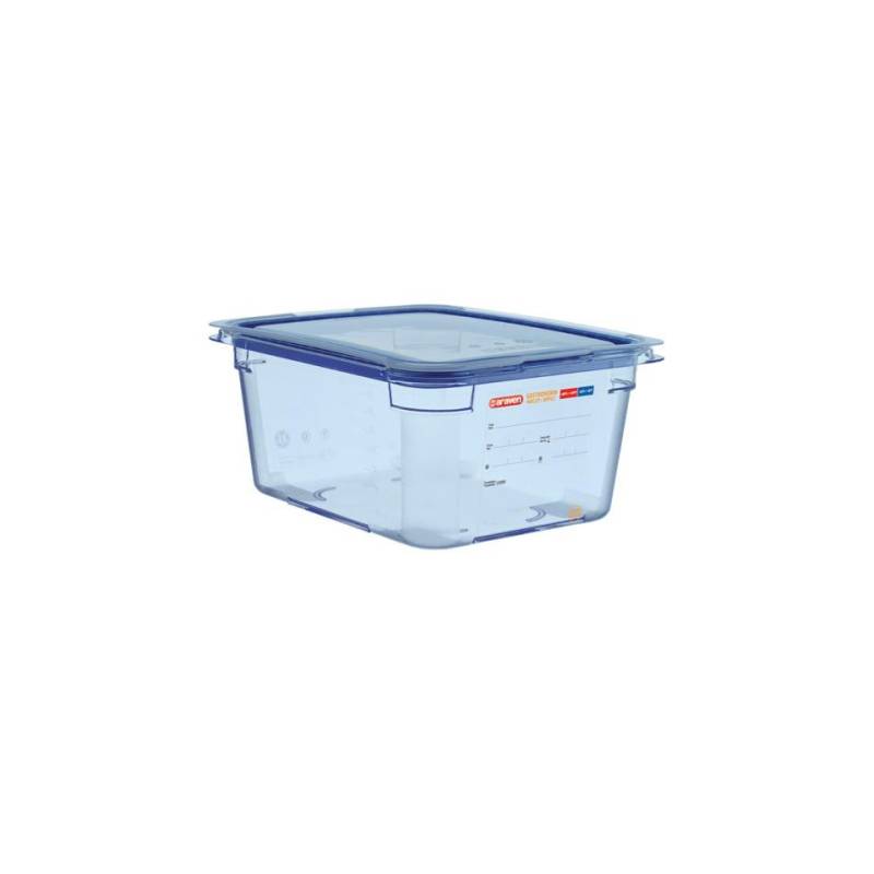 Récipient 1/2 en plastique bleu clair avec couvercle hauteur cm 15