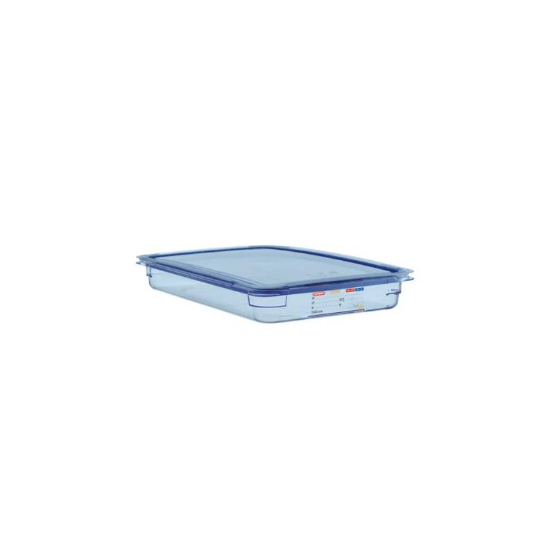 1/1 récipient en plastique bleu avec couvercle hauteur 6,5 cm