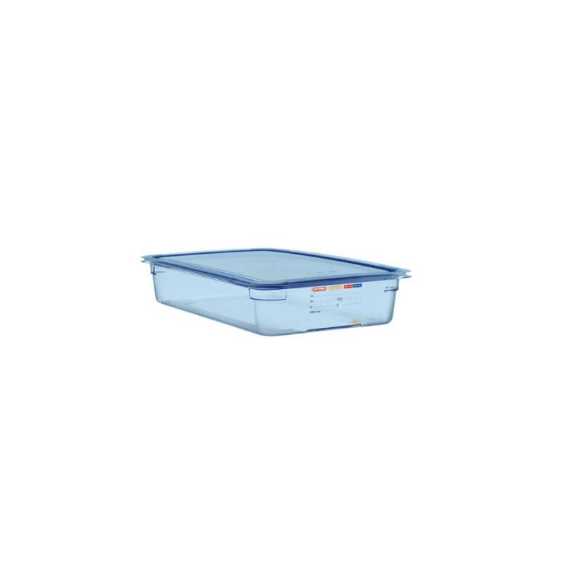 1/1 récipient en plastique bleu avec couvercle hauteur 10 cm
